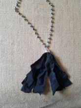 Black fabric tassel necklace