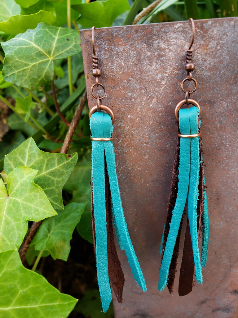 Leather hot sale fringe earrings