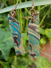 Copper and leather bar earrings