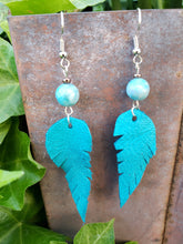 Amazonite and turquoise feather earrings