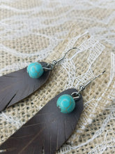 Chocolate Brown leather feather earrings
