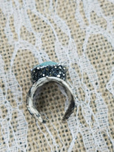 Crystal and snake embossed leather adjustable ring