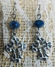 Blue crystal cross earrings