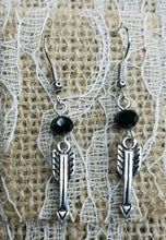 Black crystal arrow earrings