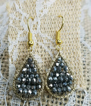 Hematite crystal teardrop earrings