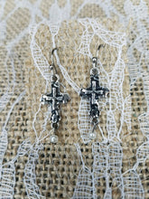 Petite pearl cross earrings