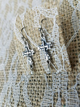 Petite pearl cross earrings