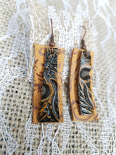 Layered embossed leather bar earrings