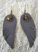 Chocolate leather feather earrings