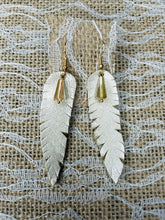 Crystal drop gold feather earrings