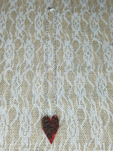 Red tooled leather heart necklace