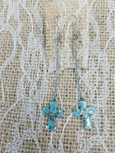 Turquoise chain cross earrings