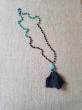 Turquoise and black tassel necklace