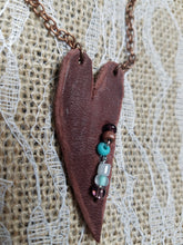 Leather beaded heart necklace