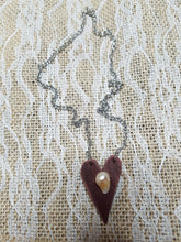 Freshwater pearl leather heart necklace