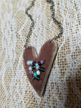 Czech glass beaded heart necklace