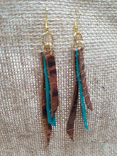 Croc and turquoise tassel bar earrings
