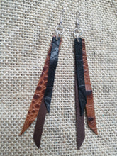 Black and brown tassel bar earrings