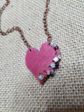 Pink beaded boho heart necklace
