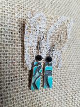 Black crystal leather bar earrings