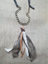Brown vintage lace tassel necklace