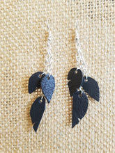 Black feather chain dangle earrings