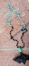 Turquoise and black tassel necklace