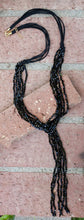 Black crystal lariat necklace