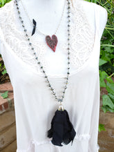 Black fabric tassel necklace