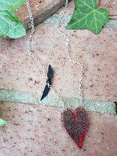 Red tooled leather heart necklace
