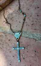 Patina cross necklace