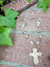 Gold crystal cross necklace