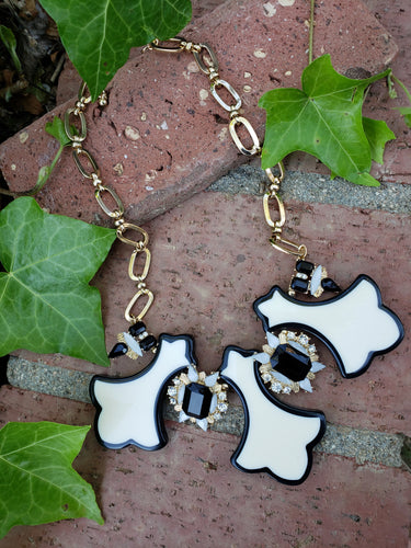 Creme and black statement necklace