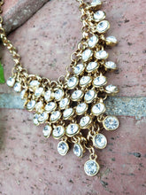 Gold crystal waterfall necklace