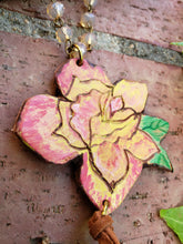 Yellow wild rose carved necklace