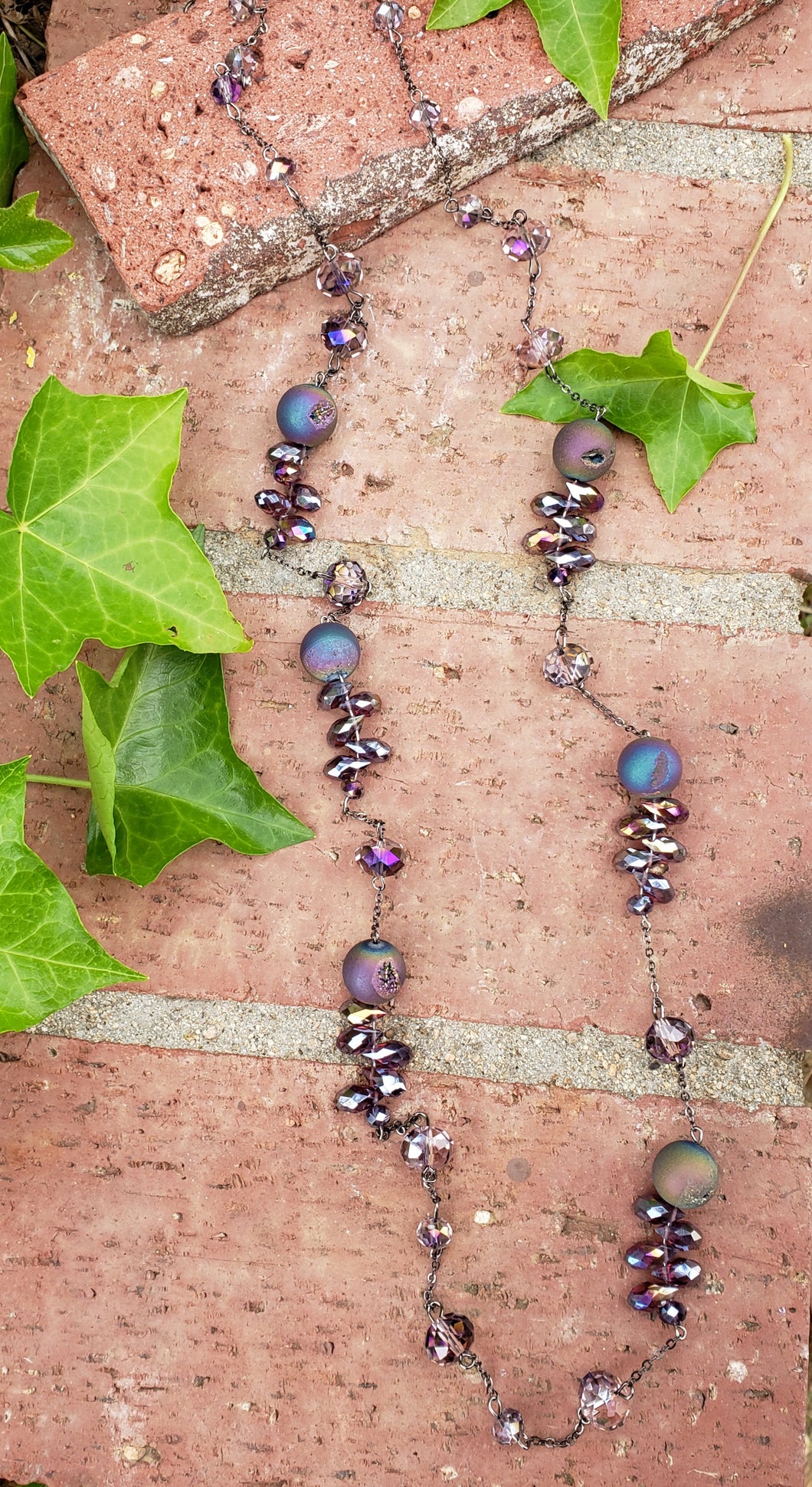 Purple geode necklace