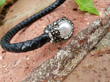 Fresh water pearl braided leather bracelet