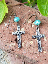 Hammered cross earrings