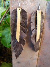 Long chocolate feather earrings