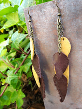 Brown feather tassel earrings