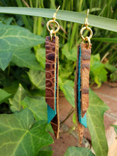 Croc and turquoise tassel bar earrings