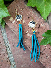 Snakeskin turquoise fringe earrings