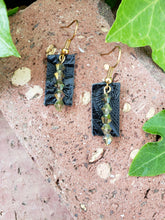 Black leather bar earrings