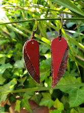 Red paisley leather earrings