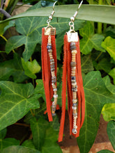 Rust beaded fringe earrings