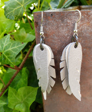 Grey stacked feather earrings