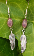 Rosy beaded feather earrings
