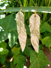 White gold feather tassel earrings