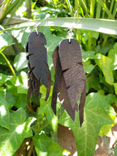 Black layered feather earrings