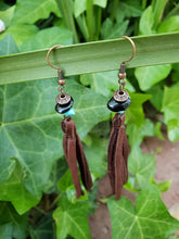 Chocolate brown beaded tassel earrings